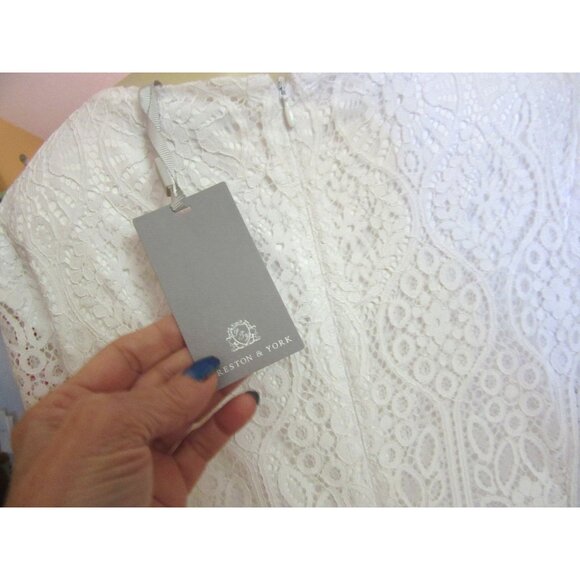 Preston & York White Lace Shift Dress Size 16 New W/ Tags Elegant Design - Picture 7 of 8